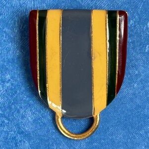 VINTAGE MJENT Brooch Enamel Colorful Stripe Gold Abstract MCM